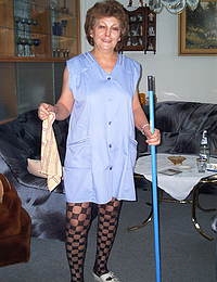 Mature housemaid getting naked and dirty