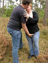 filthy mature couple fucking and playing in the woods