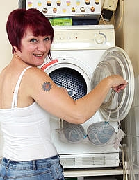 Penny Brooks doing her laundry
