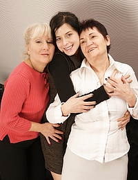 Three old and young lesbians making it hot and steamy