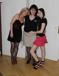 Two mature sluts take on a hot babe